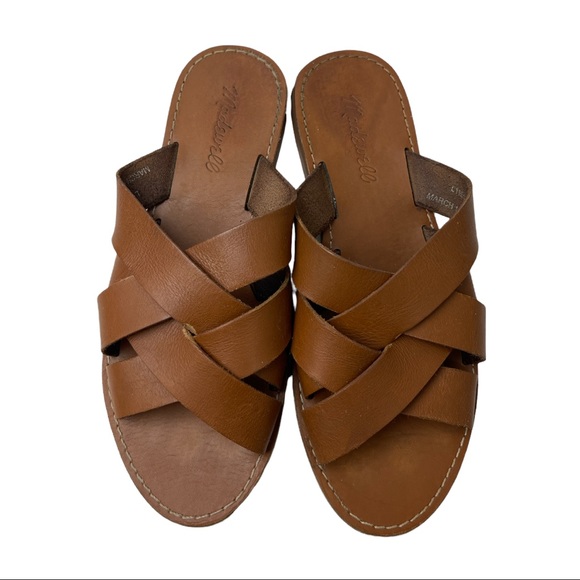 🥑5/$25 Madewell Women's Size 7.5 Leather 'The Boardwalk' Flat Woven Sandals - Picture 1 of 7